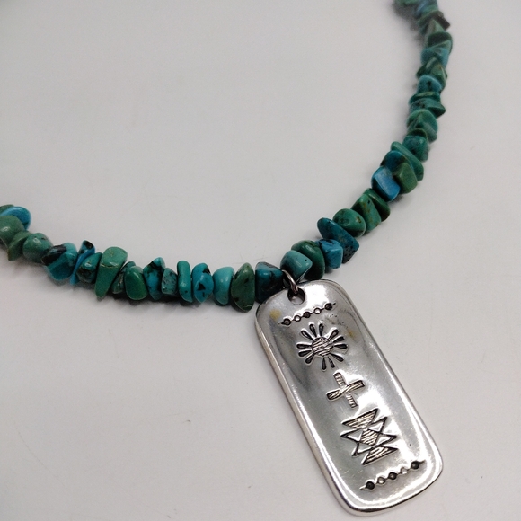 Carolyn Pollack Sterling Silver Turquoise Inspirational Pendant Necklace - Picture 3 of 4